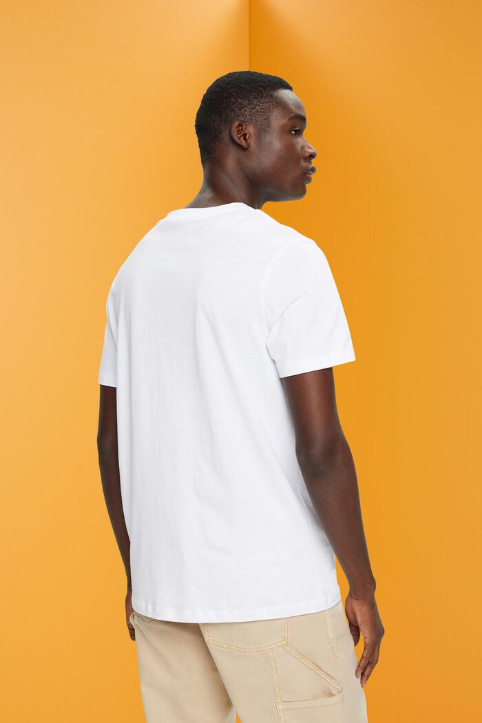 T-shirt slim fit in cotone con stampa sul davanti, WHITE, detail image number 3