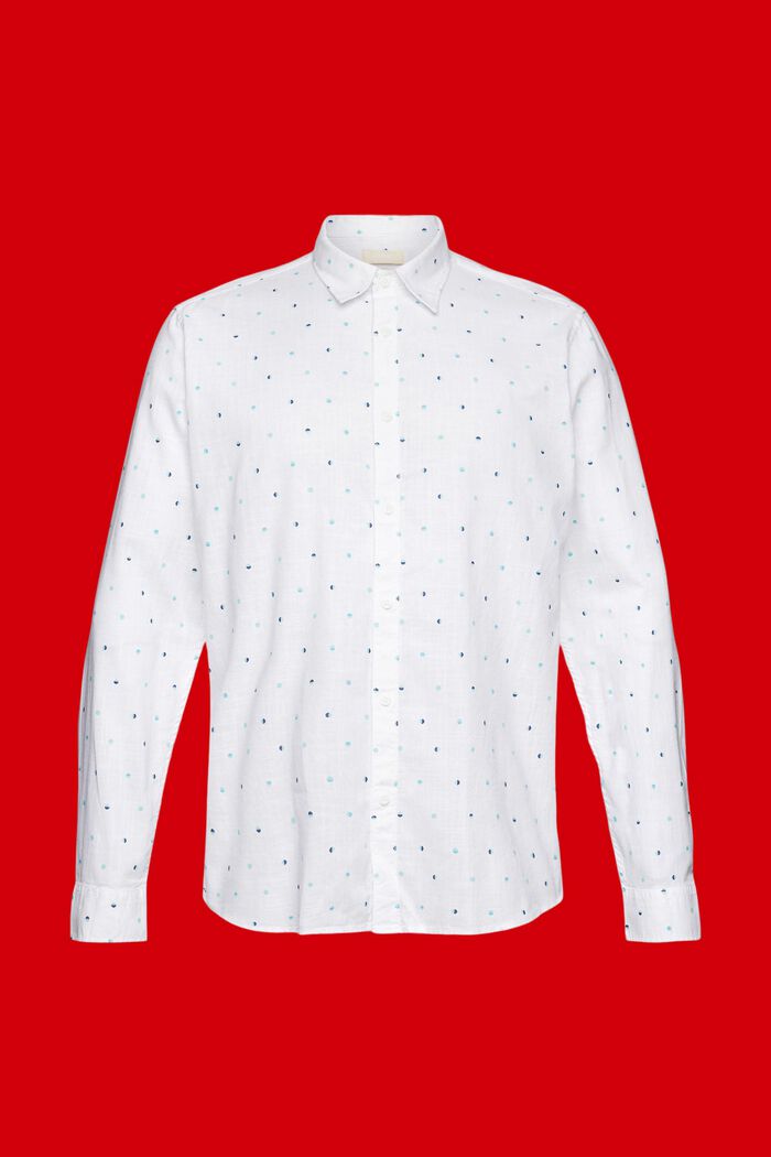 Camicia in cotone fiammato con motivo a pois a forma di luna, WHITE, detail image number 5