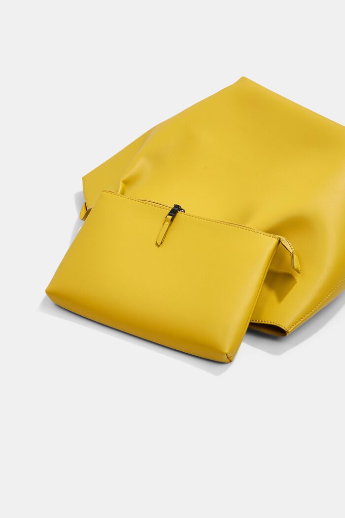 Borsa shopper in similpelle, DUSTY YELLOW, detail image number 5