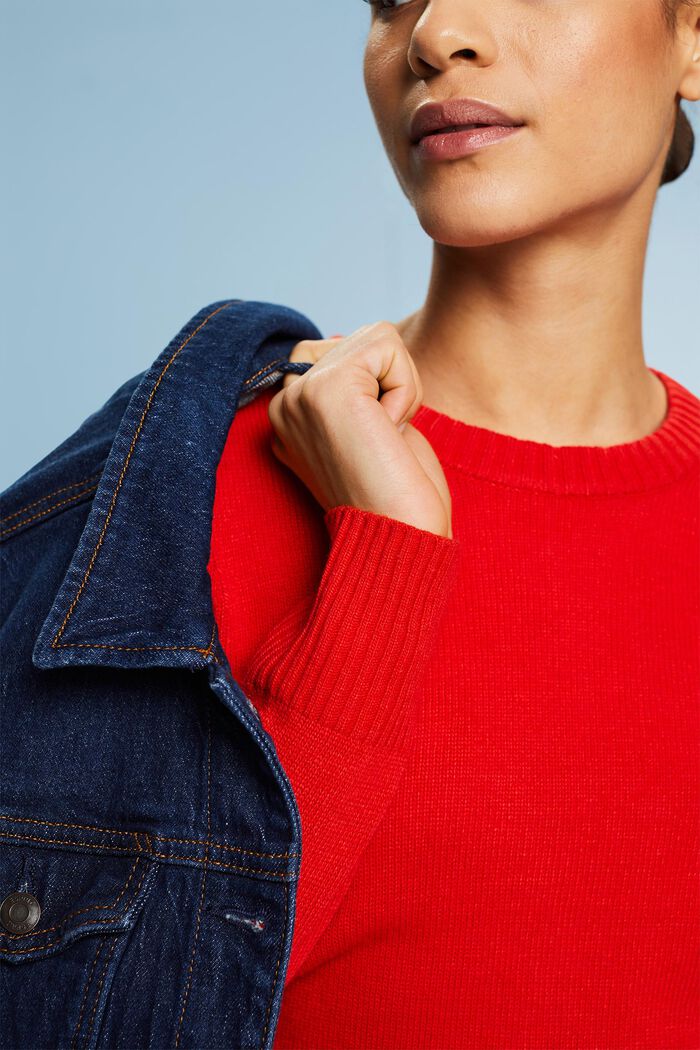 Pullover in maglia con girocollo, RED, detail image number 2