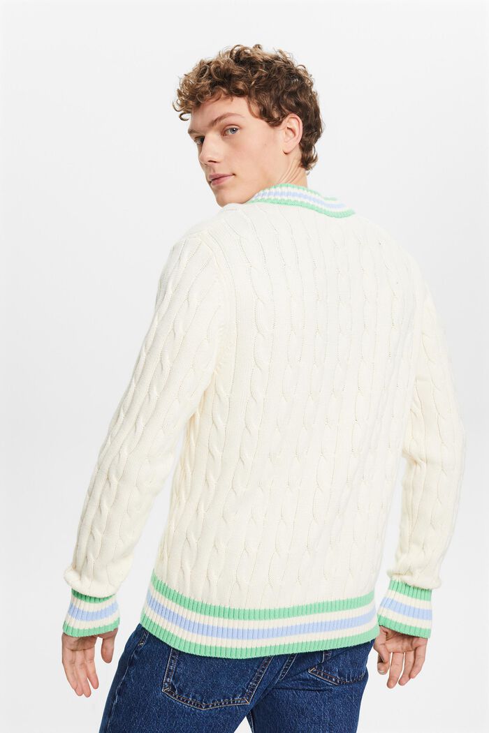 Pullover in maglia intrecciata con scollo a V, ICE, detail image number 3