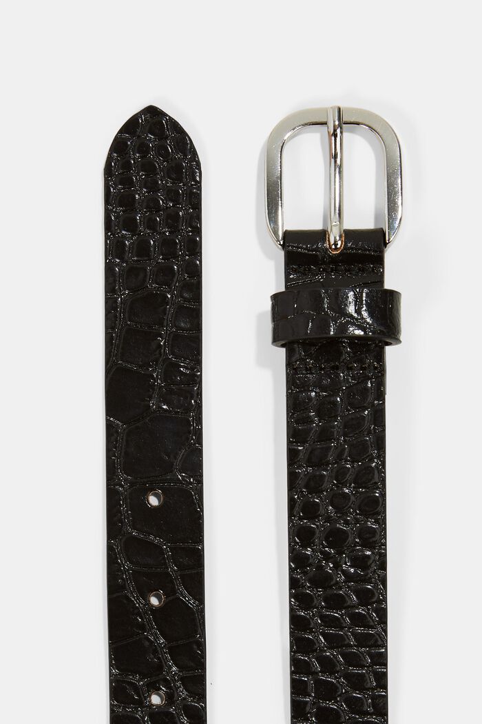 Cintura in pelle effetto rettile, BLACK, detail image number 1