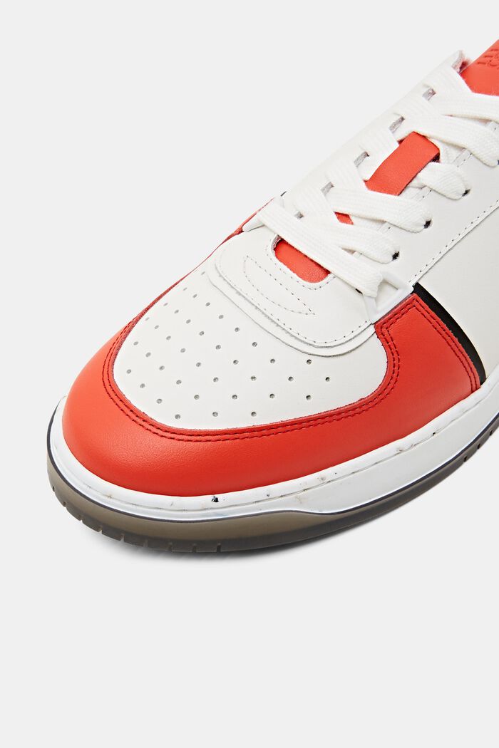 Sneakers stringate in pelle, CORAL RED, detail image number 3