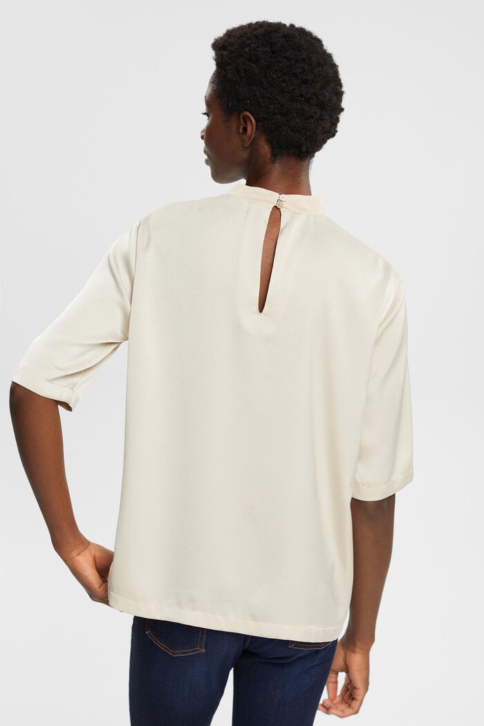 Blusa in raso, LIGHT TAUPE, detail image number 3