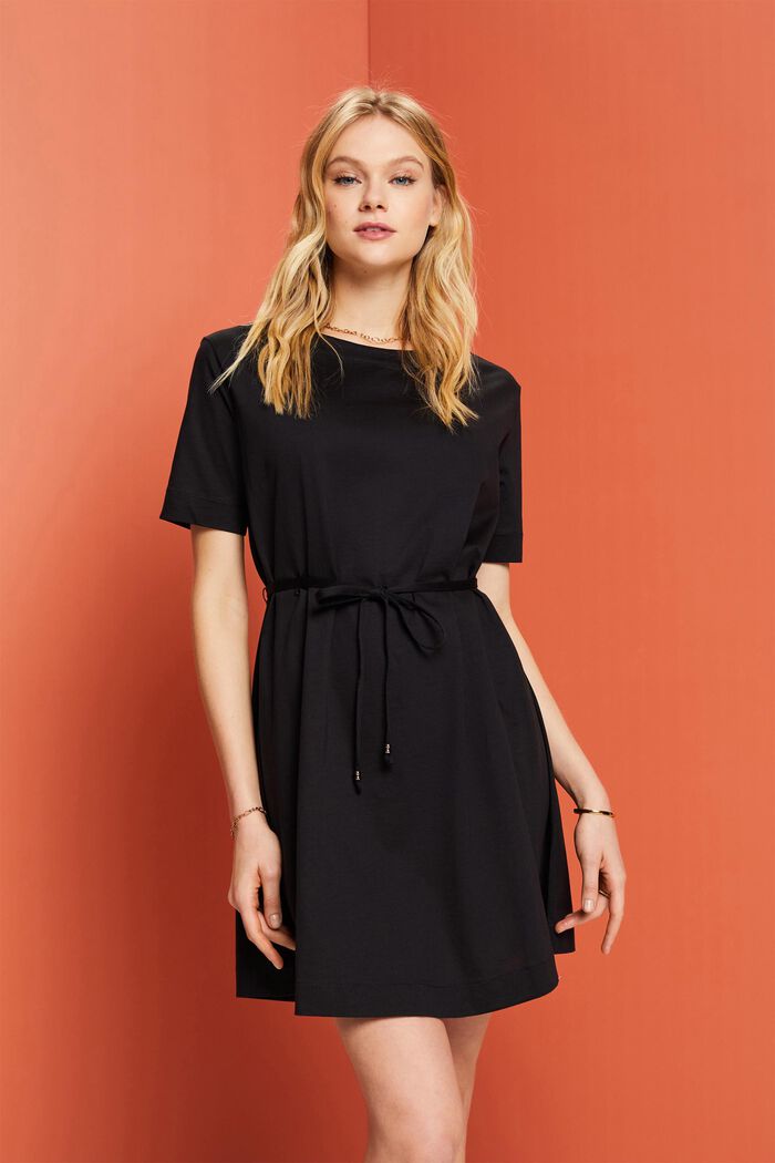 Abito mini in jersey, 100% cotone, BLACK, detail image number 0