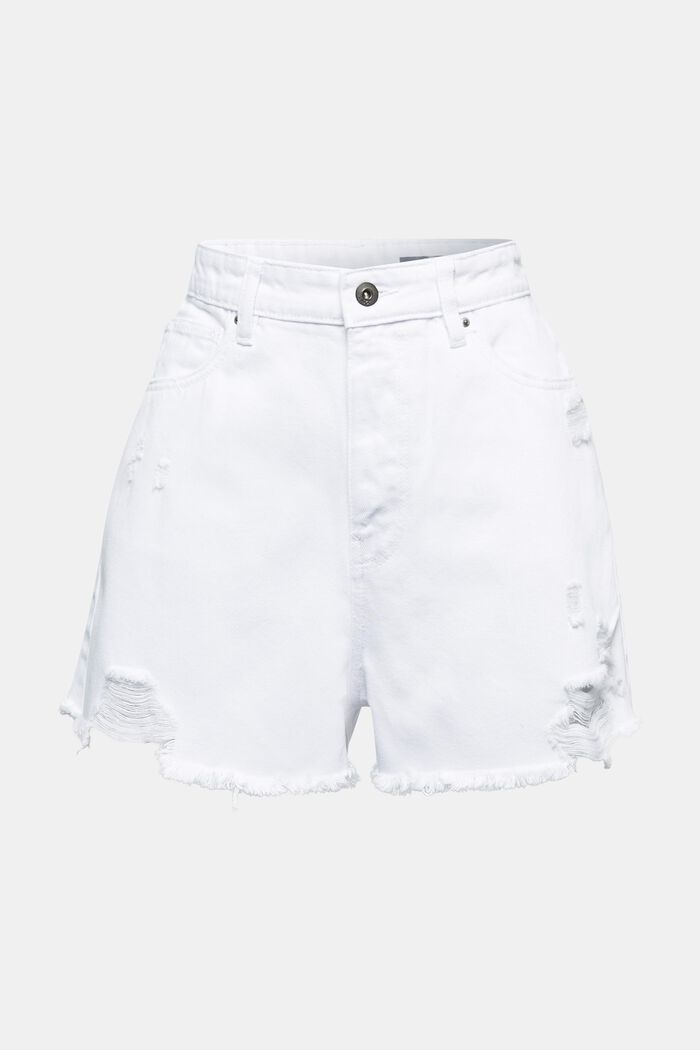 Shorts di jeans a vita alta, WHITE, detail image number 0