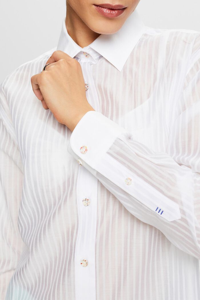 Camicia button down trasparente a righe, WHITE, detail image number 3