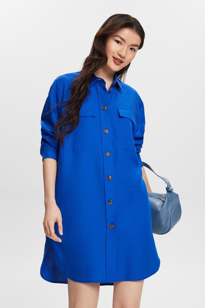 Camicia button-up oversize, BRIGHT BLUE, detail image number 0