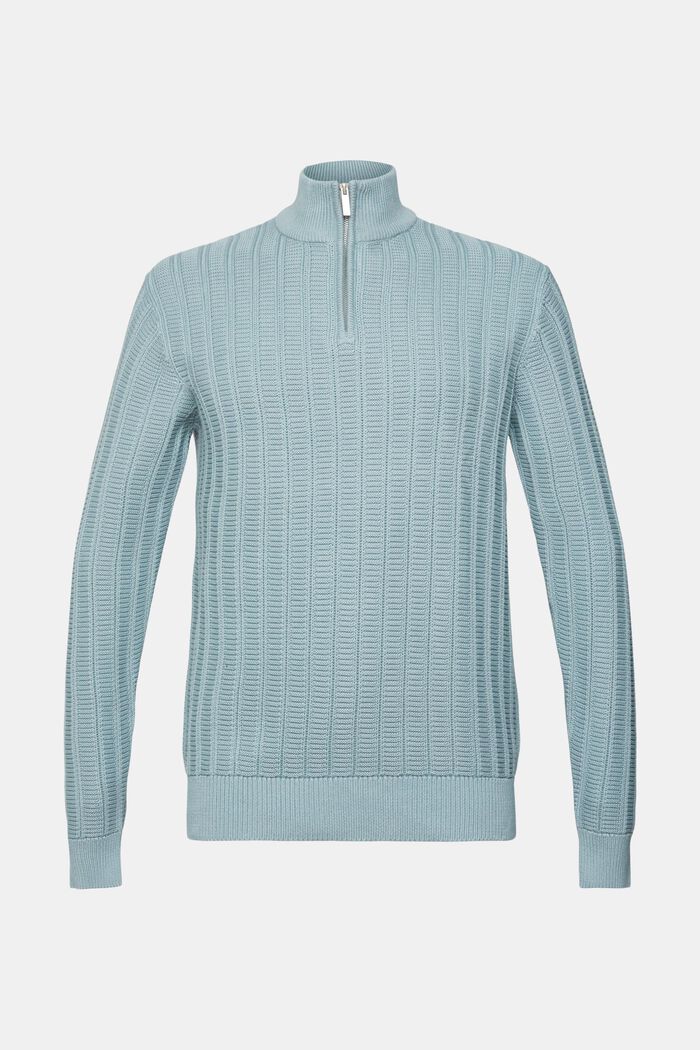 Pullover in maglia larga con zip di media lunghezza, GREY BLUE, detail image number 7
