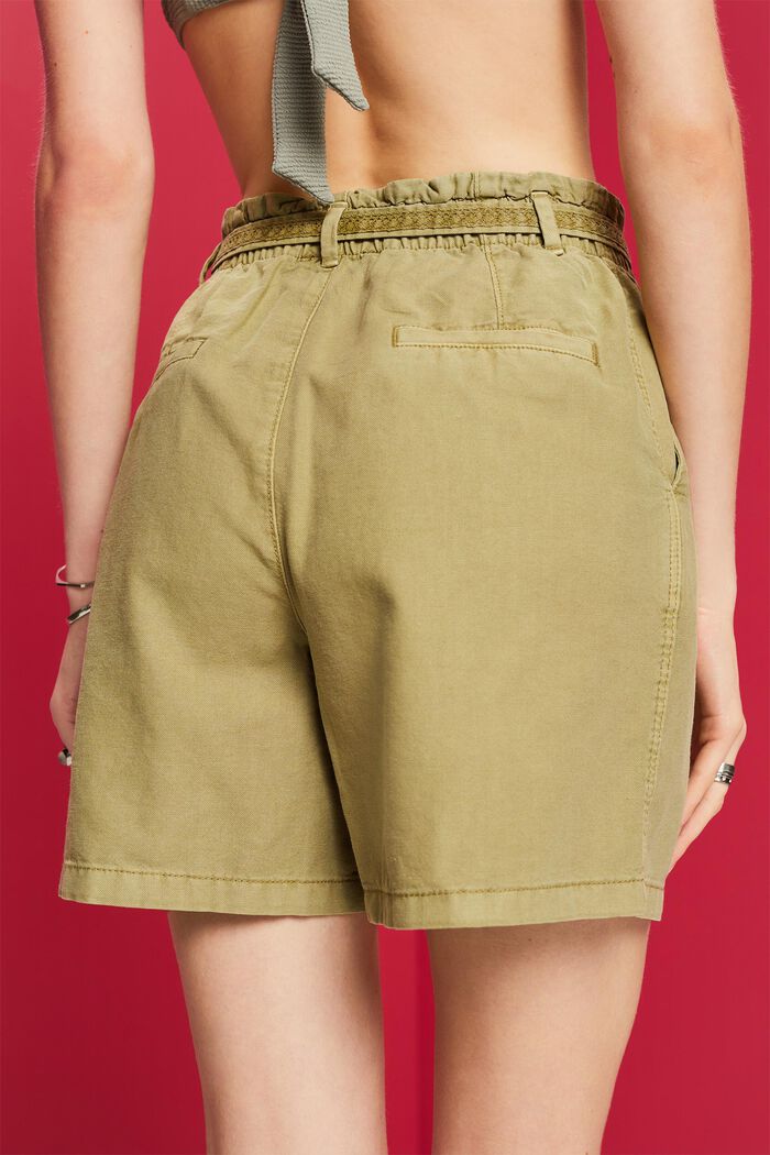 Pantaloncini con cintura da annodare, misto lino, PISTACHIO GREEN, detail image number 4