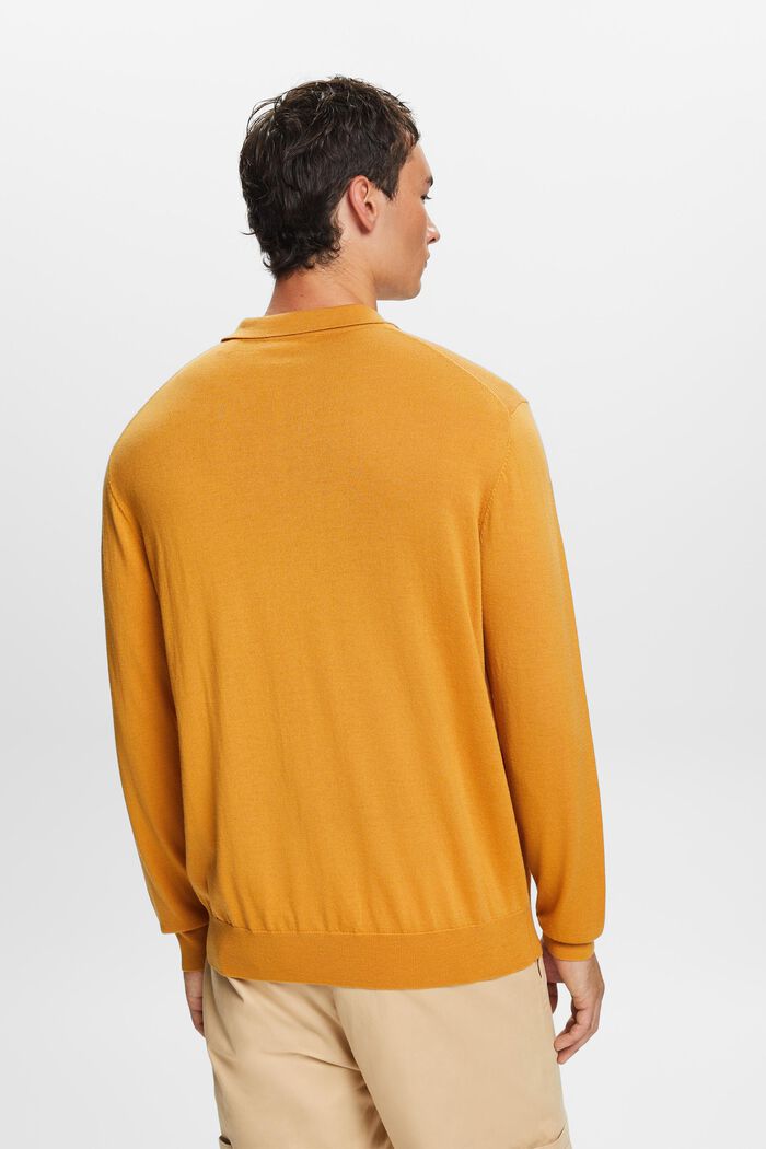 Pullover stile polo in lana, HONEY YELLOW, detail image number 4