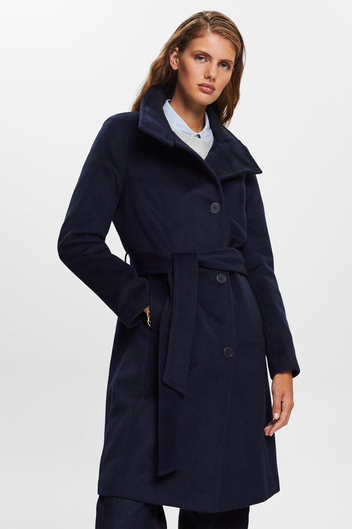 Riciclato: cappotto in misto lana con cachemire, NAVY, detail image number 0