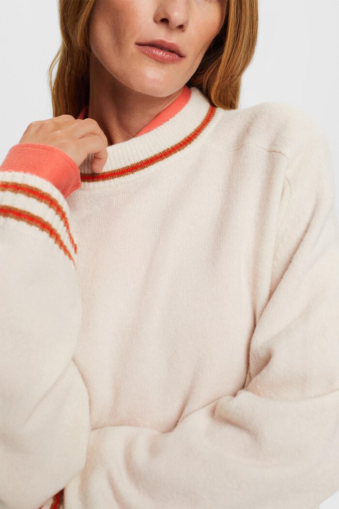 Pullover in misto lana a righe, NEW CREAM BEIGE, detail image number 2
