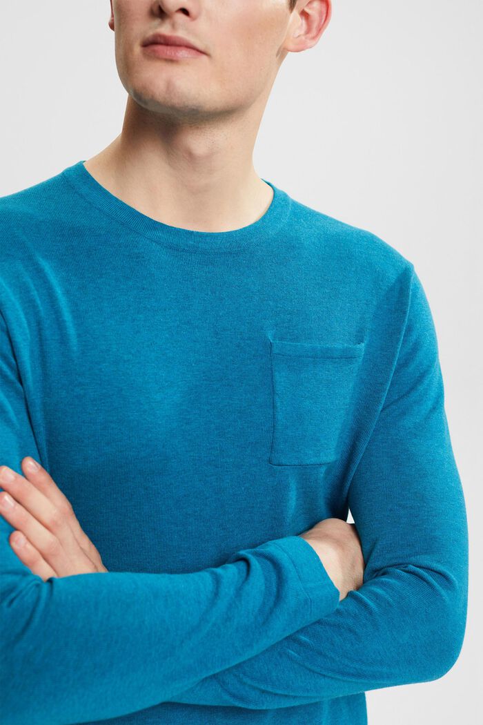 Pullover con tasca sul petto, TEAL BLUE, detail image number 0