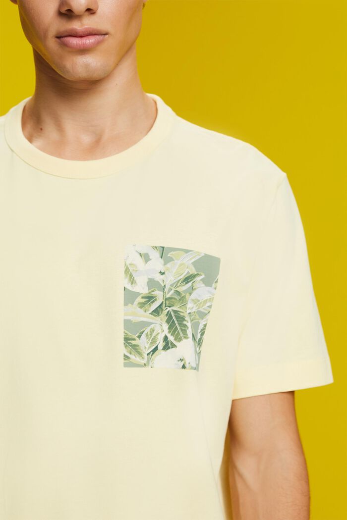 T-shirt in jersey con stampa sul petto, 100% cotone, LIGHT YELLOW, detail image number 2