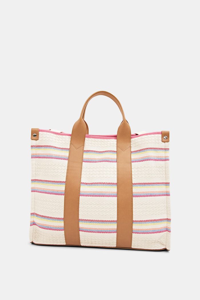 In materiale vegano: borsa shopper a righe colorate, PINK, detail image number 4