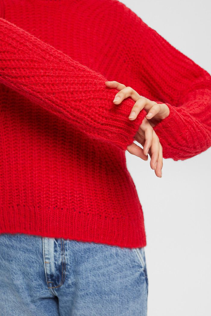 Con alpaca: pullover a maglia, RED, detail image number 0