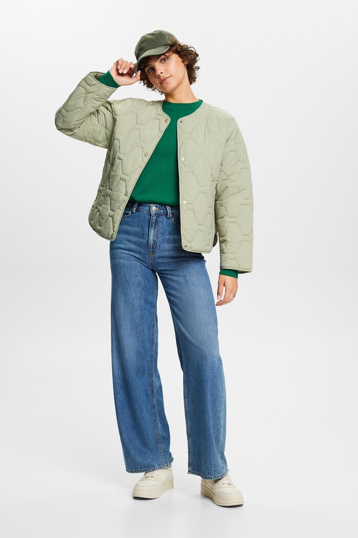 Pullover oversize, 100% cotone, DARK GREEN, detail image number 1