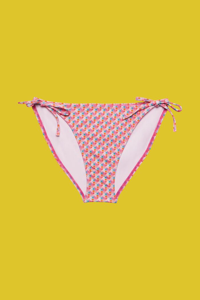 Slip bikini multicolore con laccetti, PINK FUCHSIA, detail image number 4