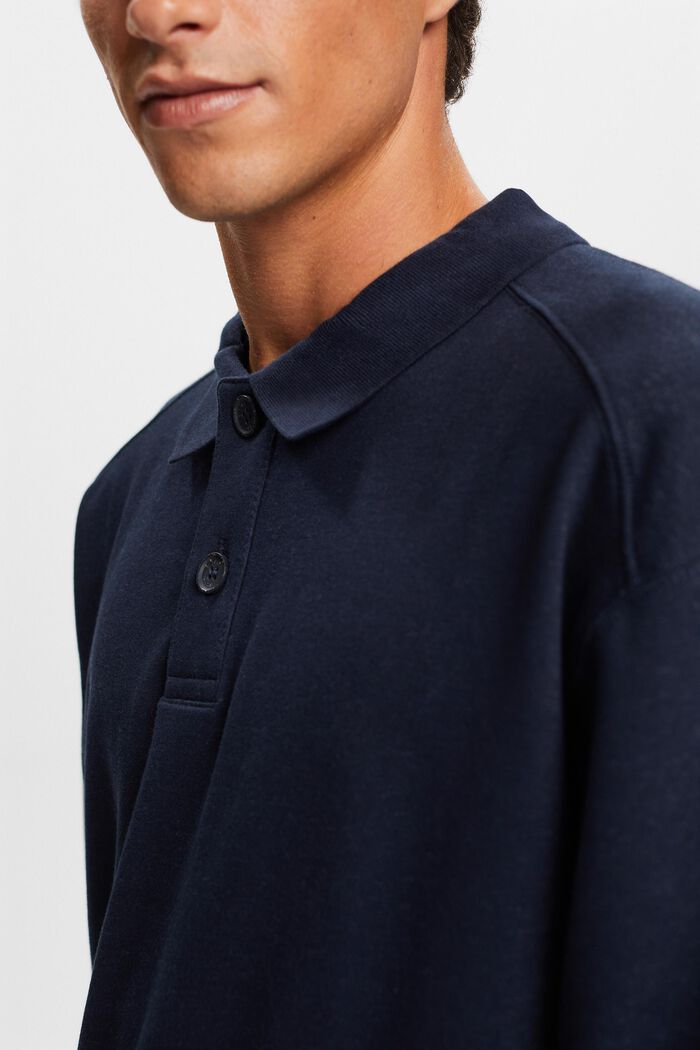 Felpa stile polo a maniche lunghe, NAVY, detail image number 2