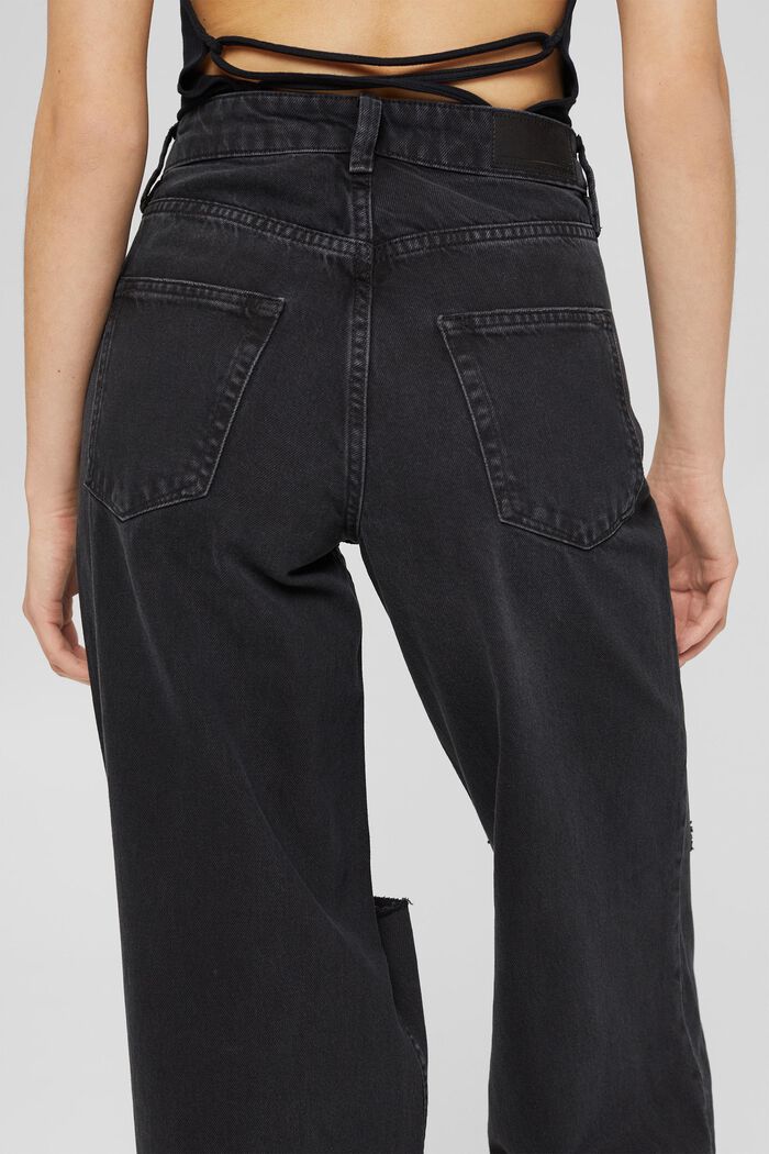 Jeans rovinati con gamba ampia, BLACK DARK WASHED, detail image number 5