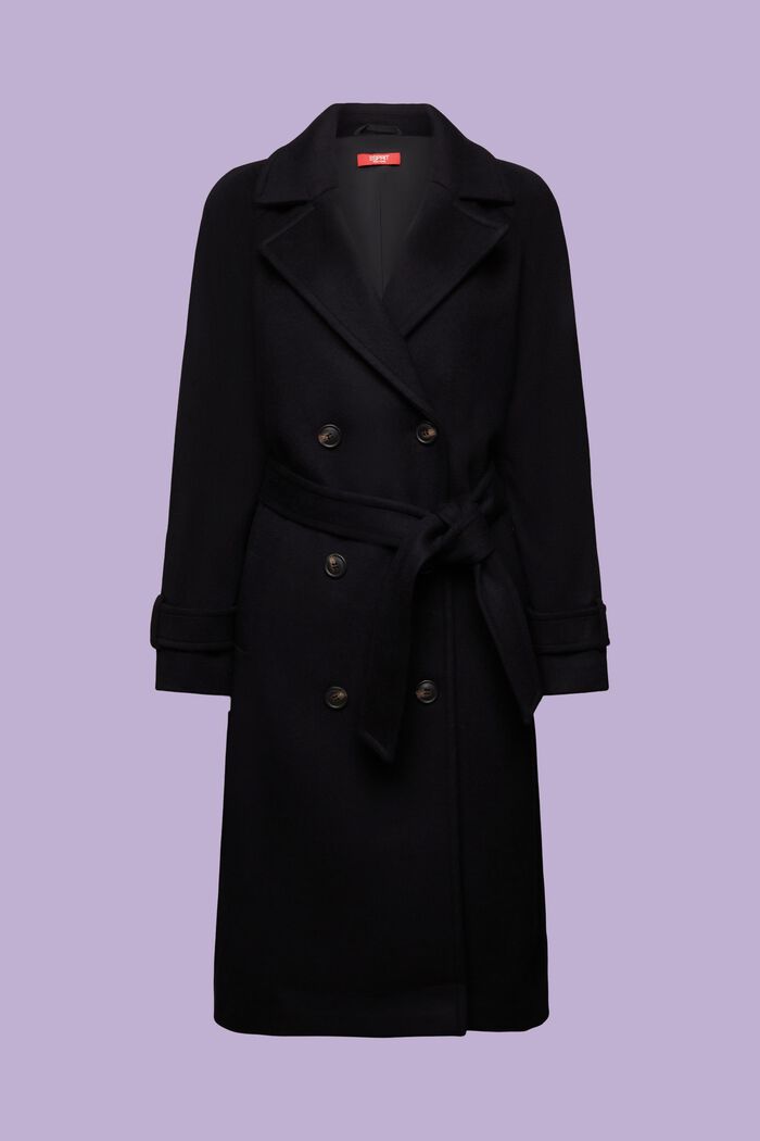 Cappotto a doppiopetto in lana e cashmere, BLACK, detail image number 6