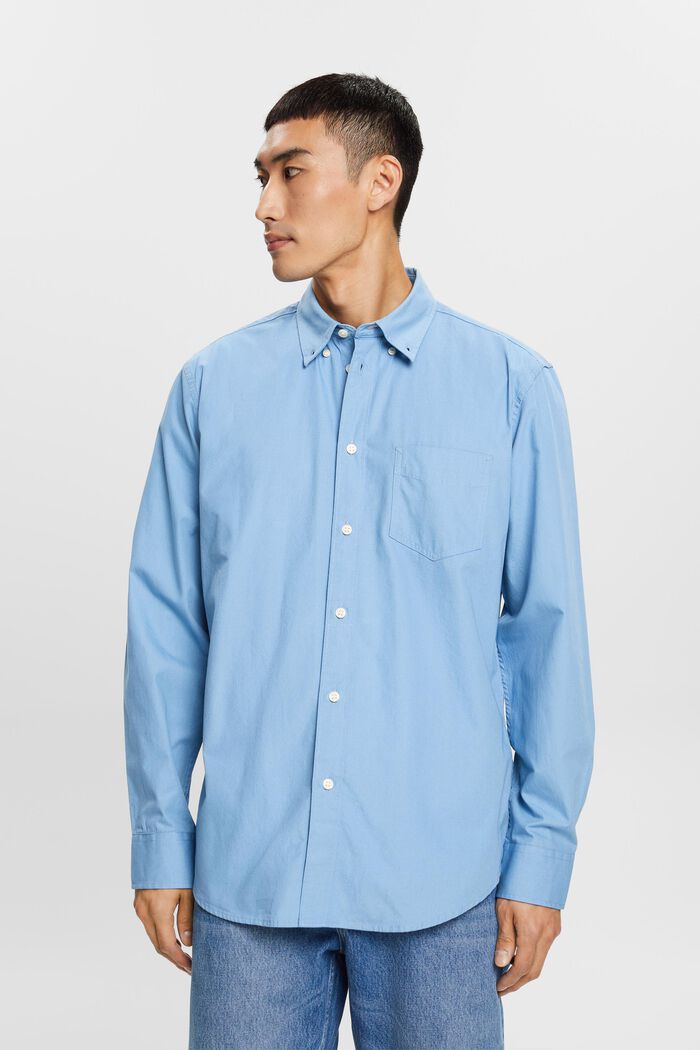 Camicia button-down in popeline, 100% cotone, LIGHT BLUE, detail image number 0