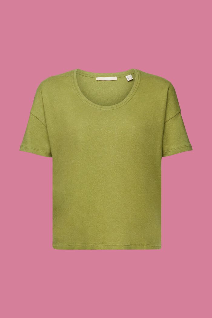 T-shirt in misto cotone e lino, PISTACHIO GREEN, detail image number 6
