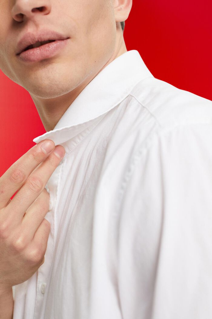 Camicia a maniche corte in cotone sostenibile, WHITE, detail image number 2