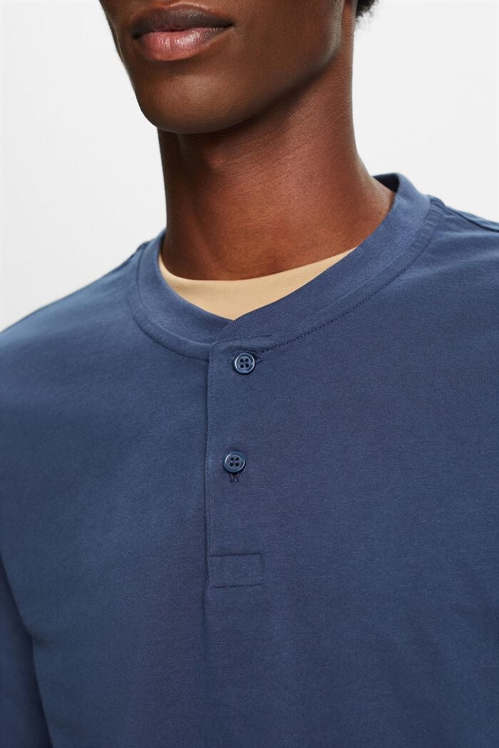 Maglia a serafino jersey di cotone lavato, GREY BLUE, detail image number 2