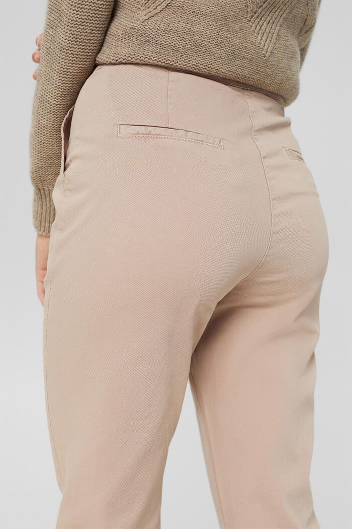 Pantaloni a vita alta in cotone biologico, LIGHT TAUPE, detail image number 5