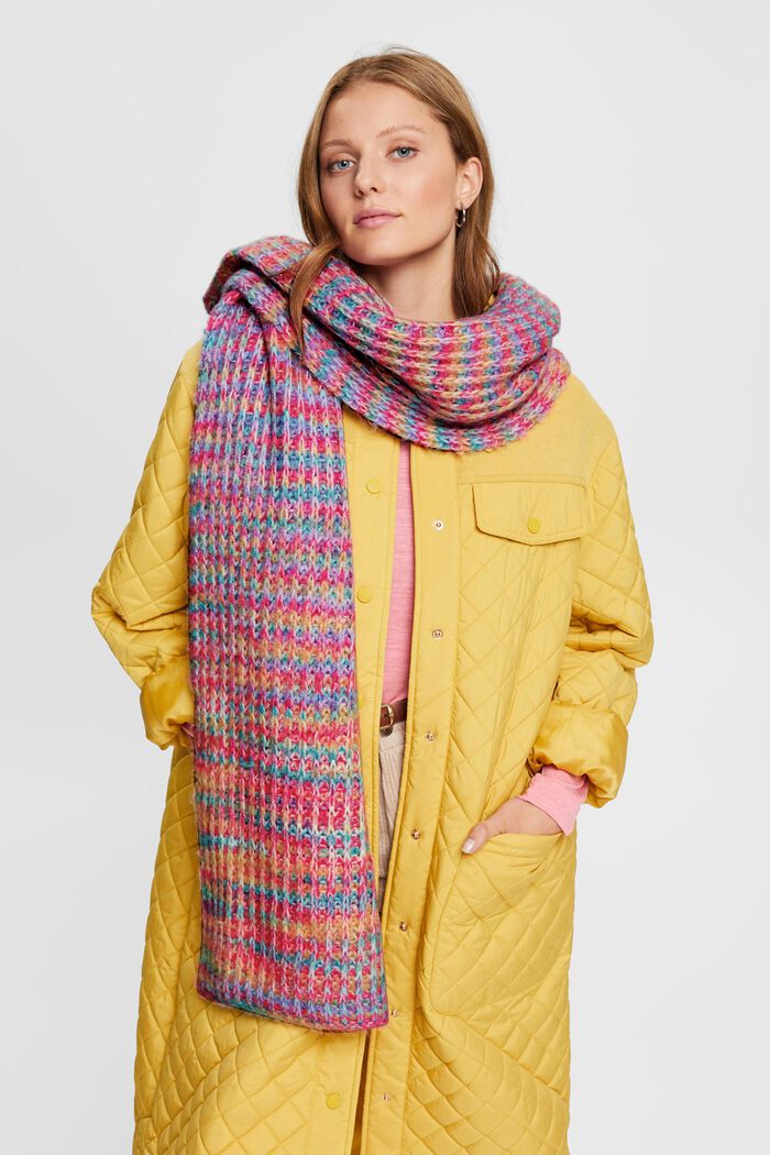 Sciarpa a maglia multicolor con lana