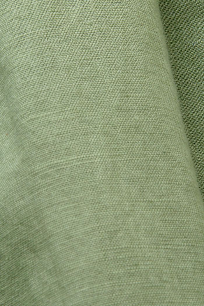 Abito camicia in cotone e lino, PALE KHAKI, detail image number 6