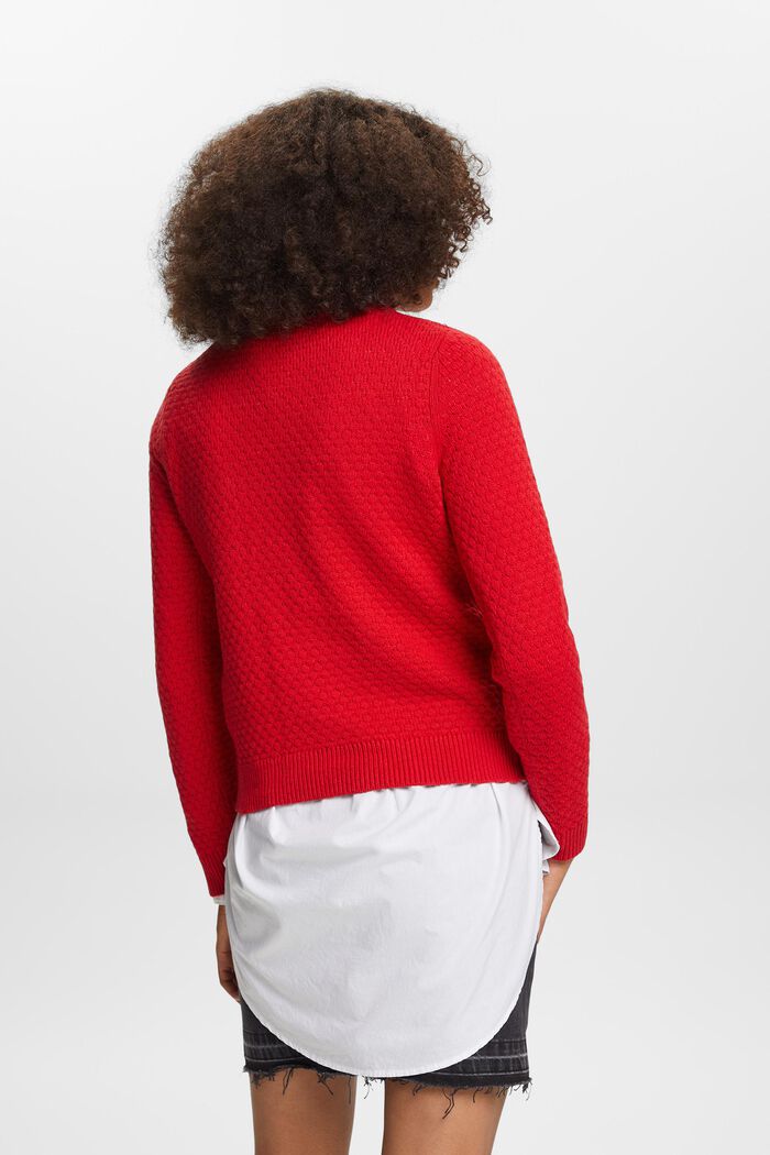 Pullover a maglia strutturata, misto cotone, DARK RED, detail image number 3