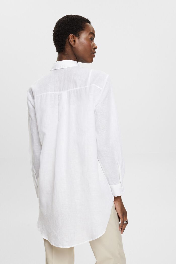 Camicia in lino e cotone, WHITE, detail image number 3