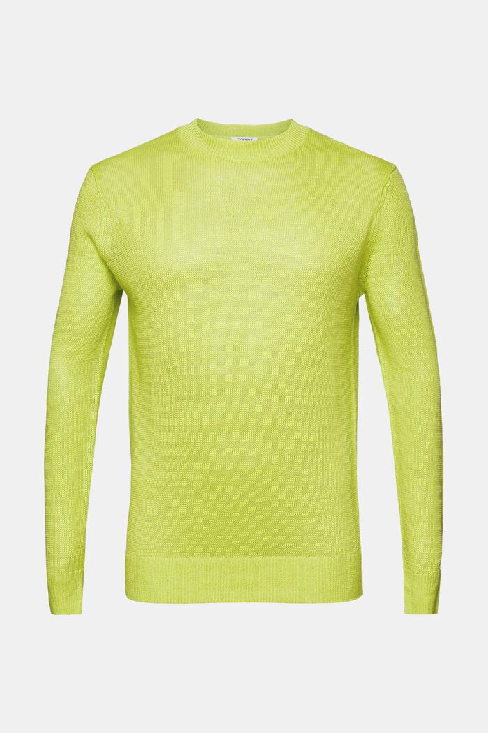 Maglione con girocollo in lino, LIME GREEN, detail image number 5