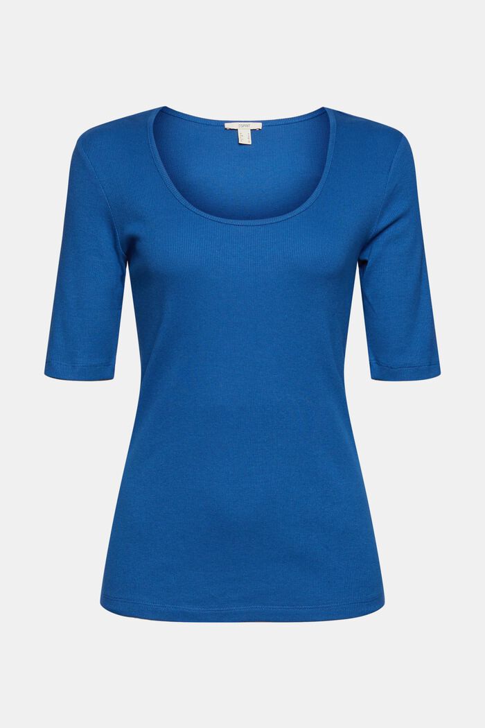 T-shirt a coste sottili, misto cotone biologico, BRIGHT BLUE, detail image number 2