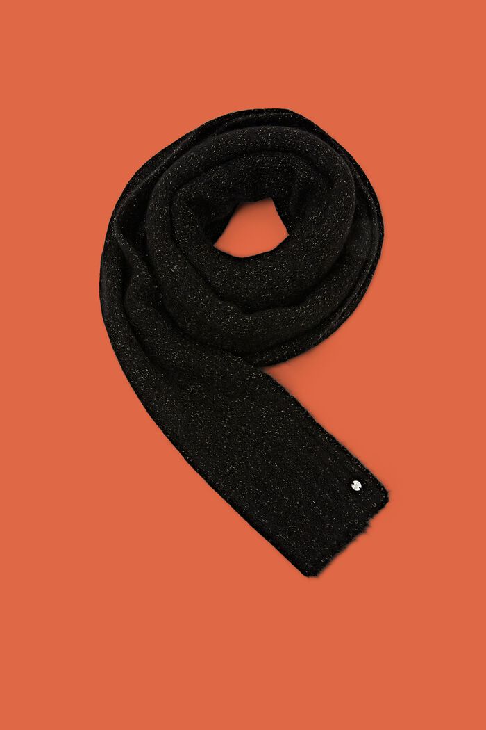 Sciarpa in misto lana e mohair, BLACK, detail image number 0