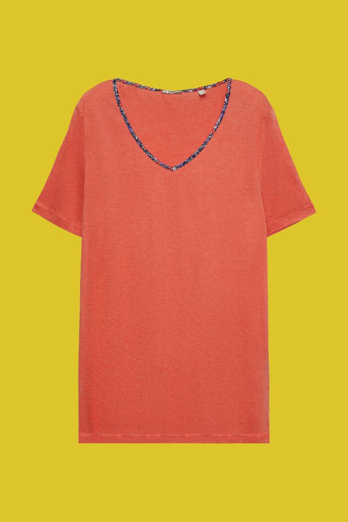 CURVY T-shirt con filetti floreali, TENCEL™, ORANGE RED, detail image number 2