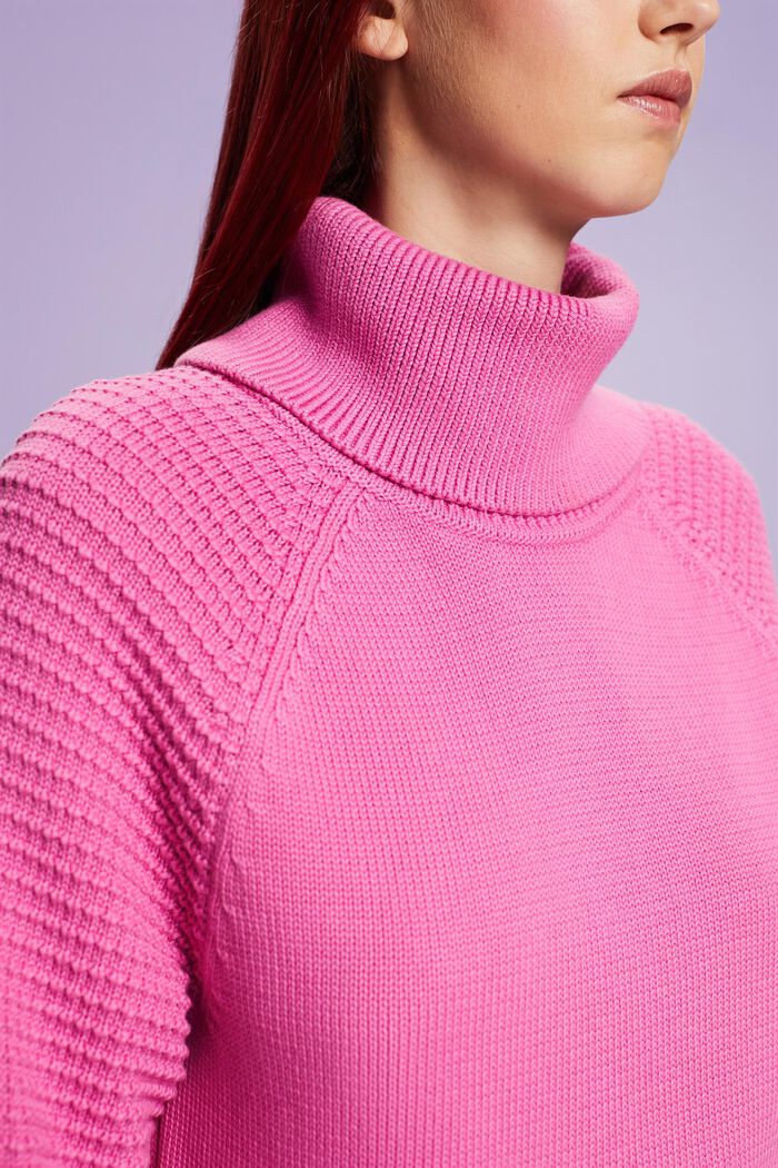 Pullover dolcevita in cotone, PINK FUCHSIA, detail image number 1