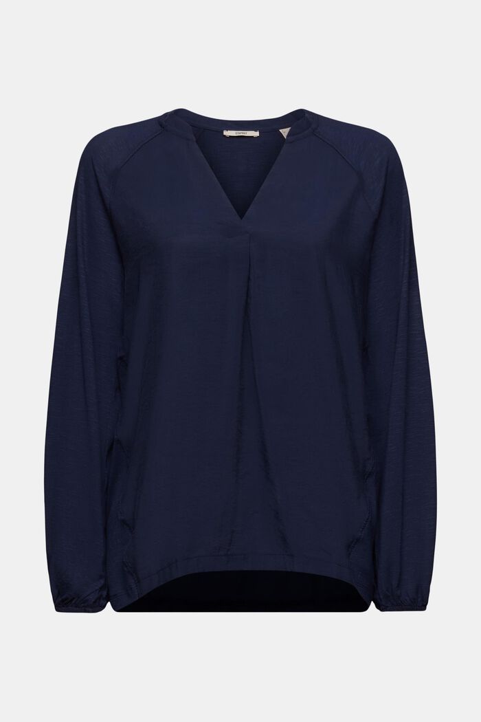 Blusa a maniche lunghe con scollo a V, NAVY, detail image number 6