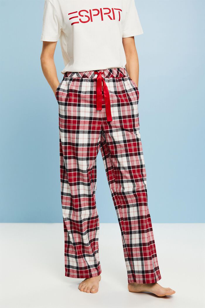 Pantaloni del pigiama in flanella a quadri, NEW RED, detail image number 0