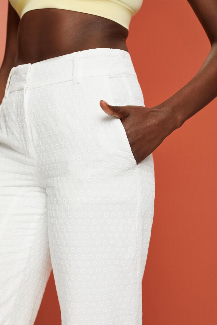 Pantaloni ricamati, 100% cotone, WHITE, detail image number 2