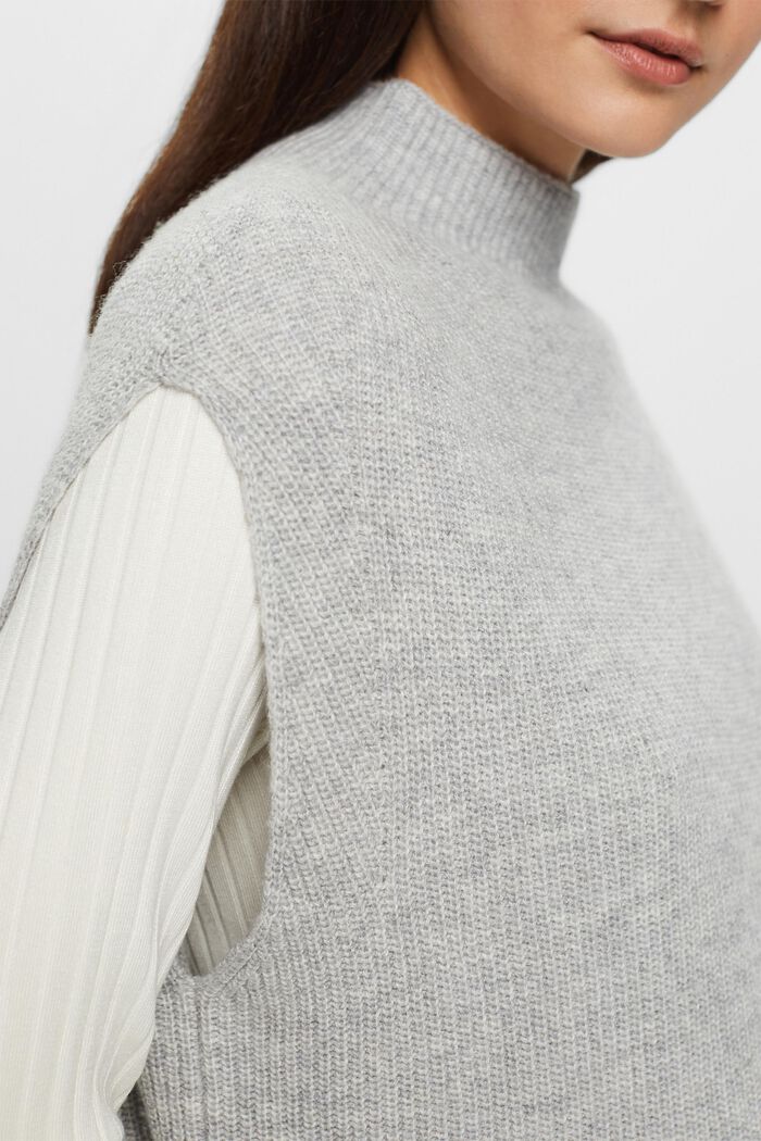 Gilet in maglia a coste in misto lana, LIGHT GREY, detail image number 2