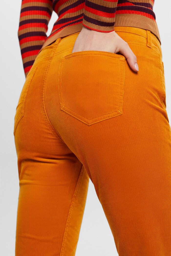 Pantaloni slim in velluto a vita media, HONEY YELLOW, detail image number 4
