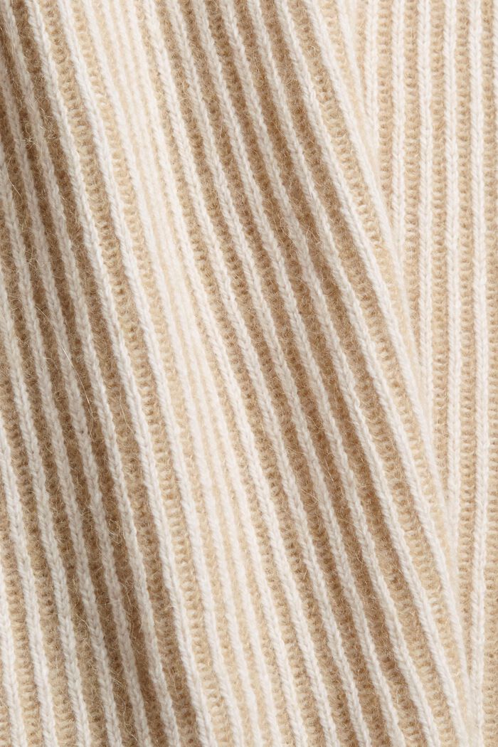 In misto lana: pullover a coste con effetto bicolore, KHAKI BEIGE, detail image number 4