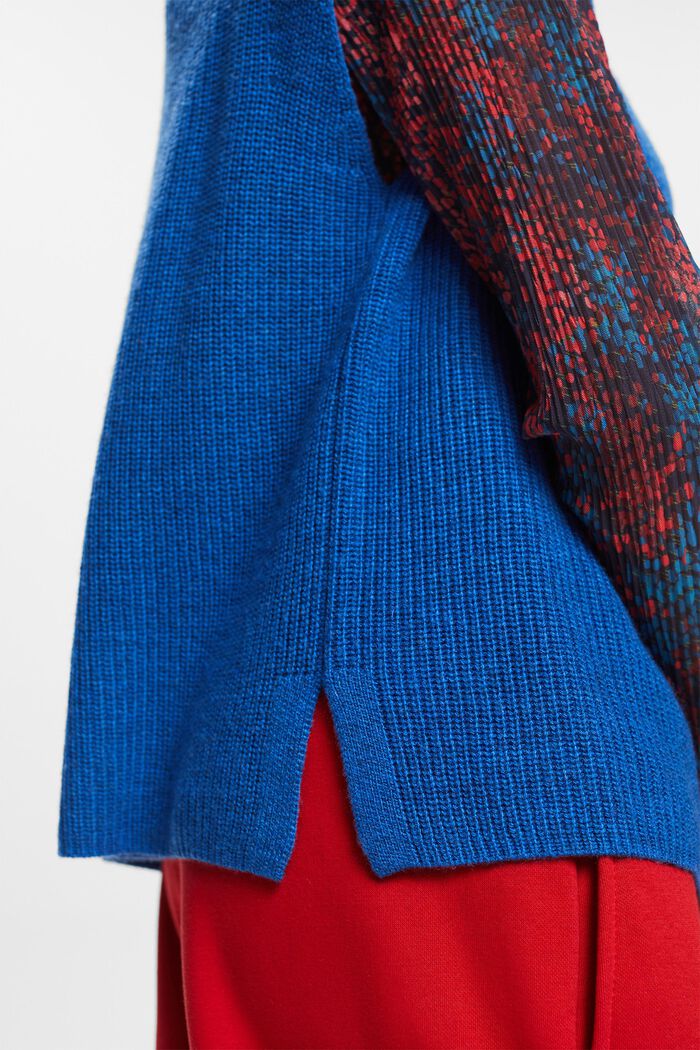 Gilet in maglia a coste in misto lana, BRIGHT BLUE, detail image number 1