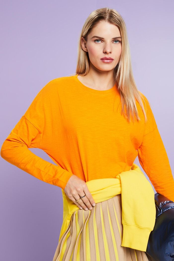 Maglia basic a maniche lunghe in jersey, GOLDEN ORANGE, detail image number 0