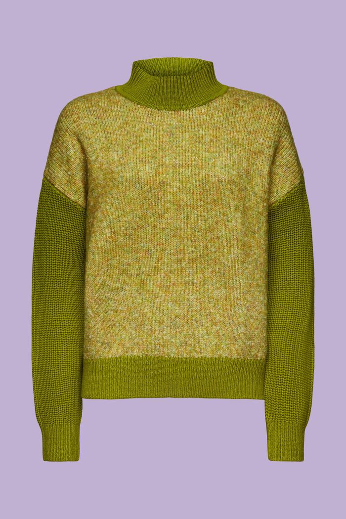 Pullover melangiato con collo a lupetto, LEAF GREEN, detail image number 6