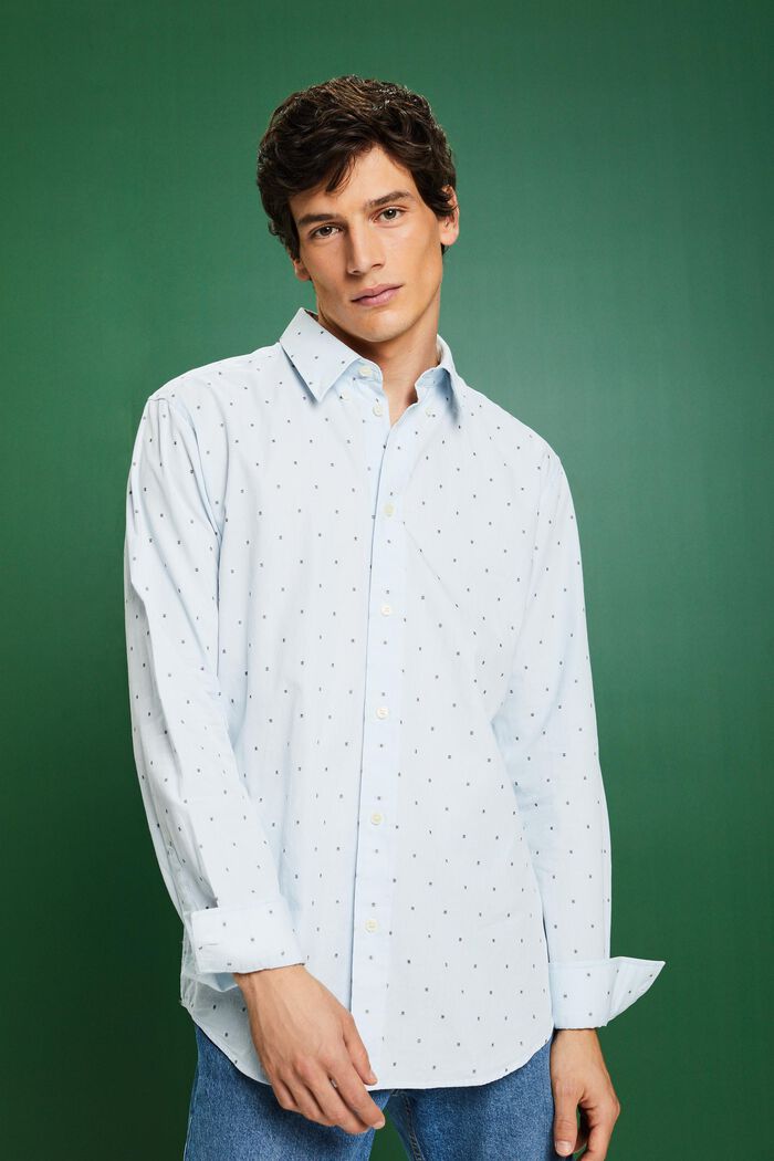 Camicia slim fit in cotone ricamato, PASTEL BLUE, detail image number 0